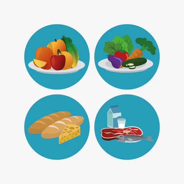 Healthy food related icons image — Stock Vector