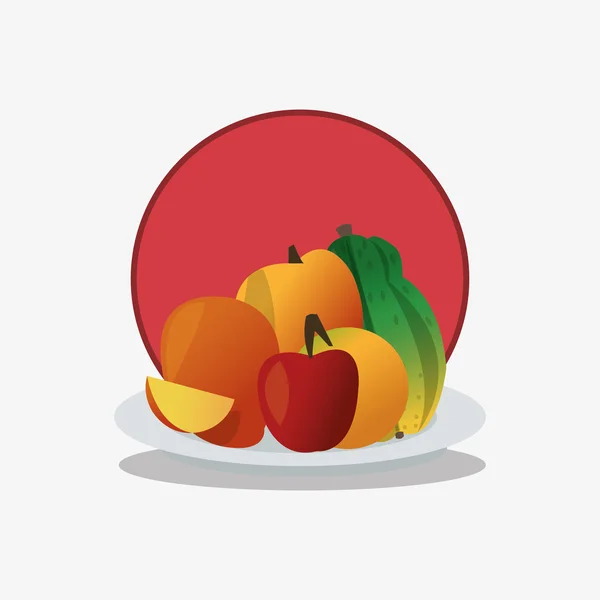 Imagen emblema de varios icono de fruta — Vector de stock