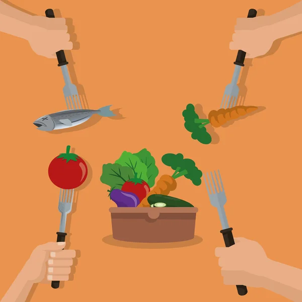 Egészséges táplálkozás ikonok kapcsolódó kép — Stock Vector