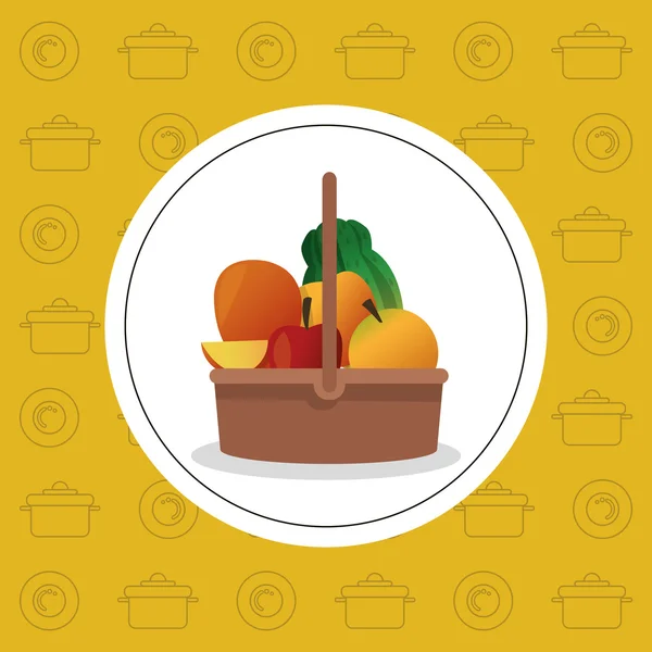 Imagen emblema de varios icono de fruta — Archivo Imágenes Vectoriales