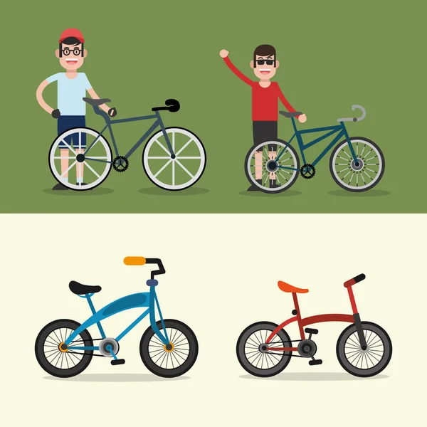 Bike and cyclist icons image — Stock Vector