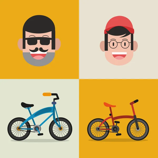 Fiets en fietser pictogrammen beeld — Stockvector