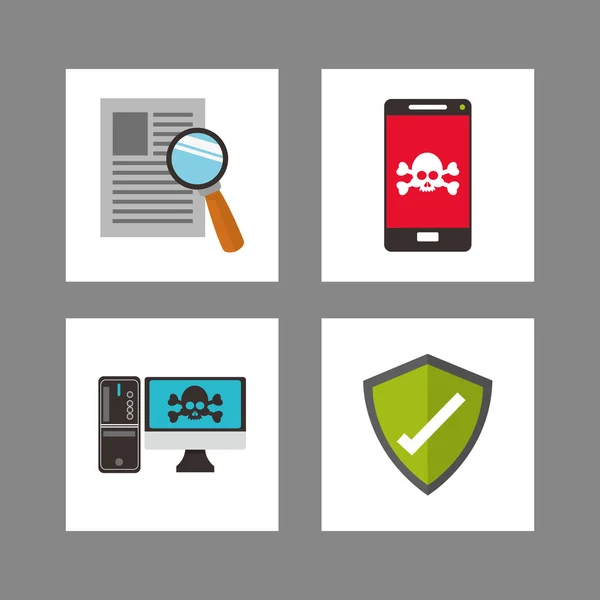 Imagen de iconos relacionados con la seguridad de Internet — Vector de stock