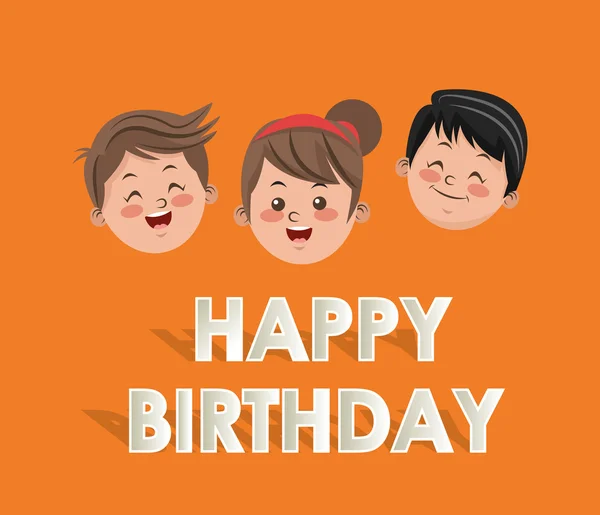 Niño con feliz cumpleaños iconos relacionados imagen — Vector de stock