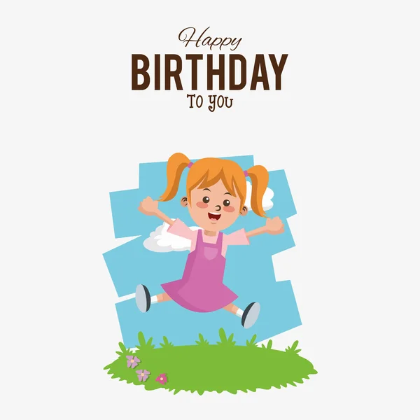 Niño con feliz cumpleaños iconos relacionados imagen — Vector de stock