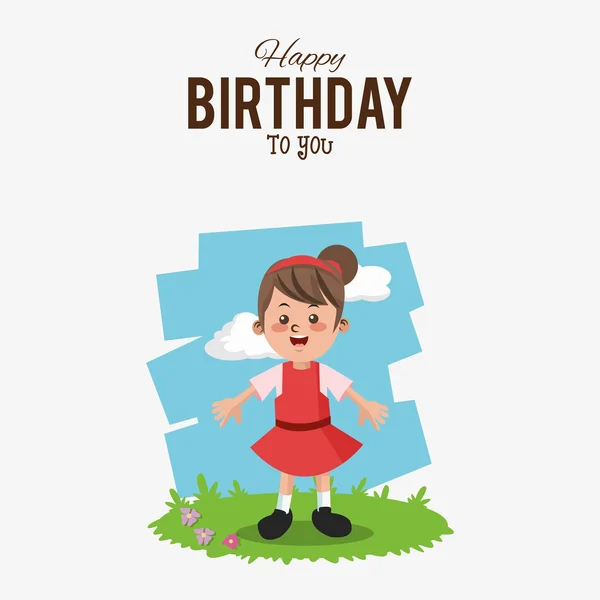 Niño con feliz cumpleaños iconos relacionados imagen — Vector de stock