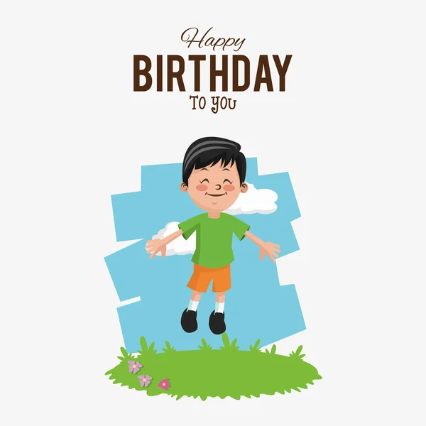 Niño con feliz cumpleaños iconos relacionados imagen — Vector de stock