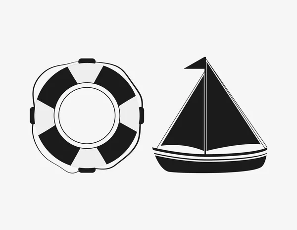 Nautica mare vita icone correlate immagine — Vettoriale Stock