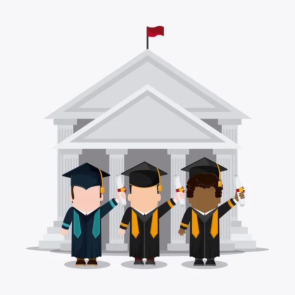 Absolventenmütze Junge Universitätsabschluss Ikone. Vektorgrafik — Stockvektor