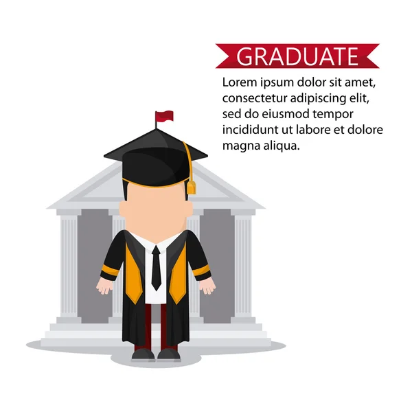 Tapa de graduación chico graduado icono de la universidad. Gráfico vectorial — Archivo Imágenes Vectoriales