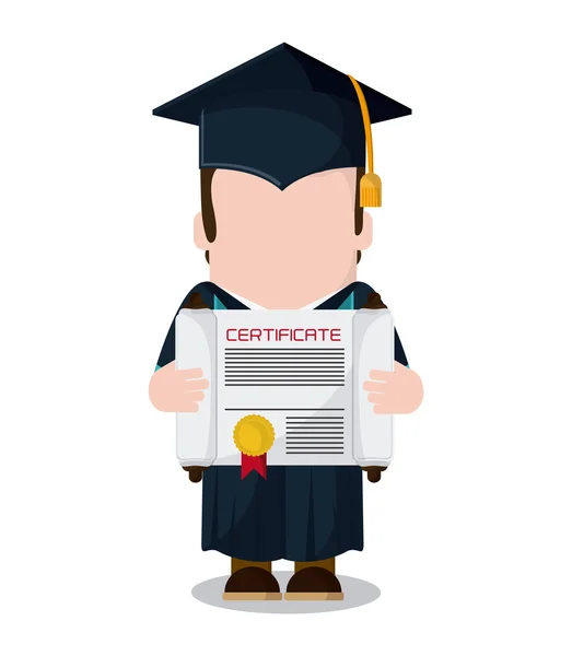 Graduation cap diploma boy icon. Vector graphic — Stock Vector