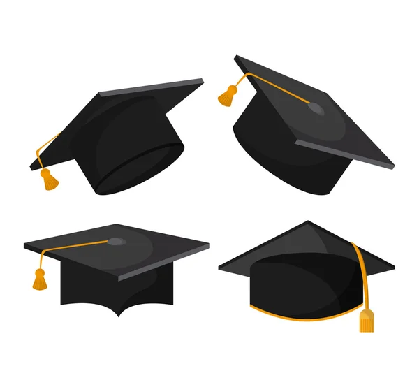 Tapa de graduación graduado icono de la universidad. Gráfico vectorial — Vector de stock