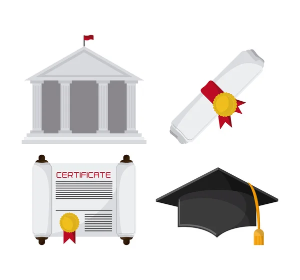 Το εικονίδιο οικοδόμησης του ανώτατου διπλώματος της αποφοίτησης. Διανυσματικό γραφικό — Διανυσματικό Αρχείο