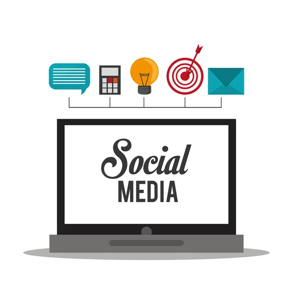 Laptop a sociální mediální design — Stockový vektor