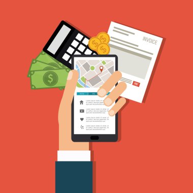 Fatura tasarım. Para simgesi. Renkli resimde, vektör