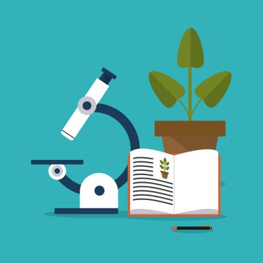 Biyoloji tasarım. Laboratuvar simgesi. Düz illüstrasyon, vektör