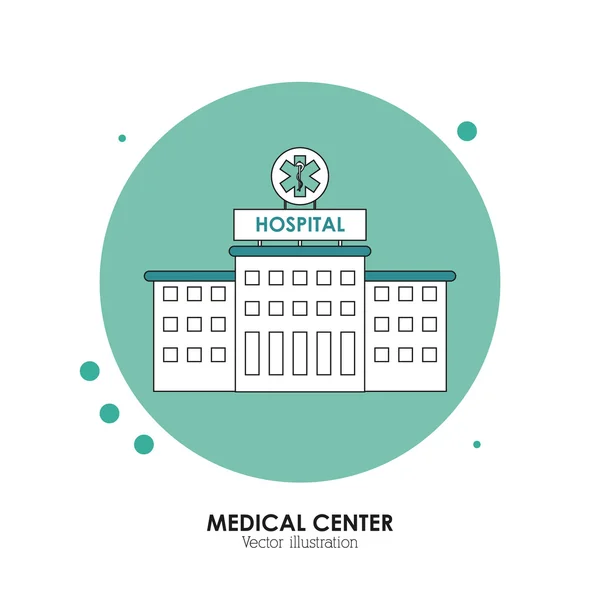 Projeto do centro médico. Ilustração do hospital. fundo branco —  Vetores de Stock