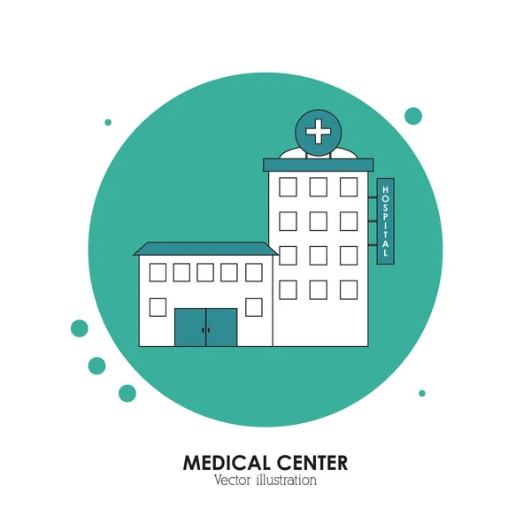 Progettazione del centro medico. Illustrazione dell'ospedale. sfondo bianco — Vettoriale Stock