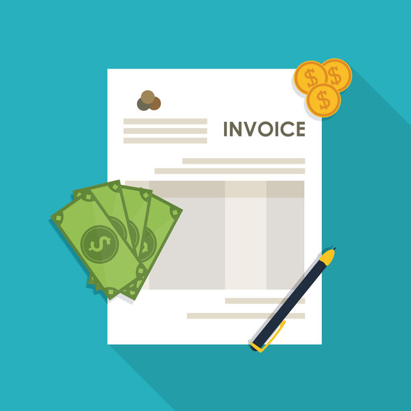 Invoice design. Money icon. Colorful illustration, vector
