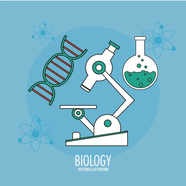 Progettazione di biologia. Icona del laboratorio. Illustrazione piatta, vettore — Vettoriale Stock