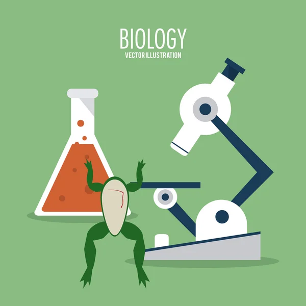 Diseño biológico. Icono del laboratorio. Ilustración plana, vector — Vector de stock