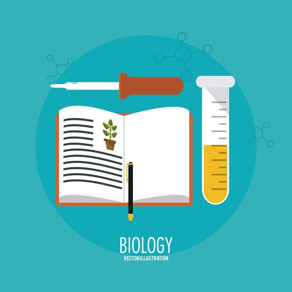 Desenho de biologia. Ícone de laboratório. Ilustração plana, vetor — Vetor de Stock