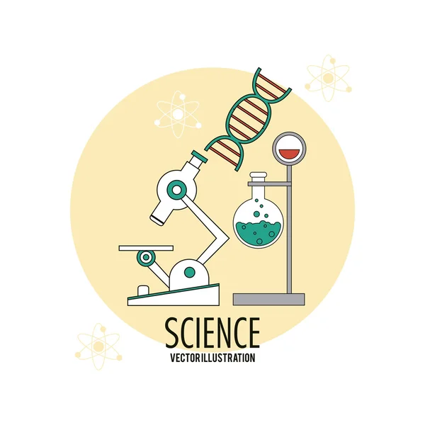 Desain biologi. Ikon sains. Ilustrasi datar, vektor yang dapat disunting - Stok Vektor