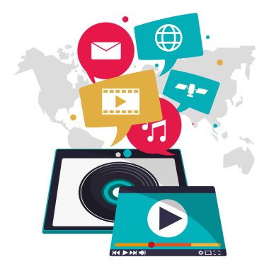 Tablet ve müzik online tasarım
