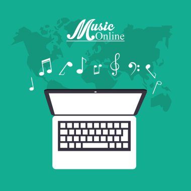 Dizüstü bilgisayar ve müzik online tasarım