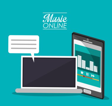 Dizüstü akıllı telefon ve müzik online tasarım