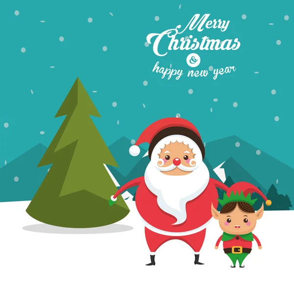 Elfí a Santa film o vánočním designu — Stockový vektor
