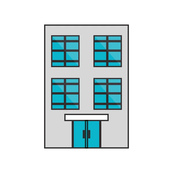 Isoliertes Gebäude mit Fenstergestaltung — Stockvektor