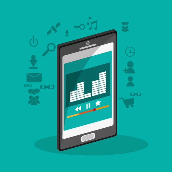 Smartphone y música diseño en línea — Vector de stock