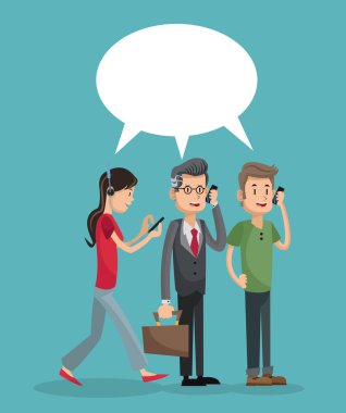 Mobil insanlar tasarım karikatür