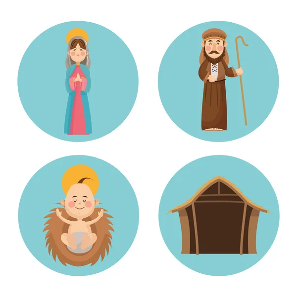 Детский Иисус Мария и Джозеф дизайн — стоковый вектор