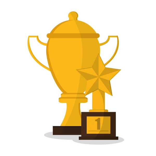 Izolált arany trófea kupa design — Stock Vector