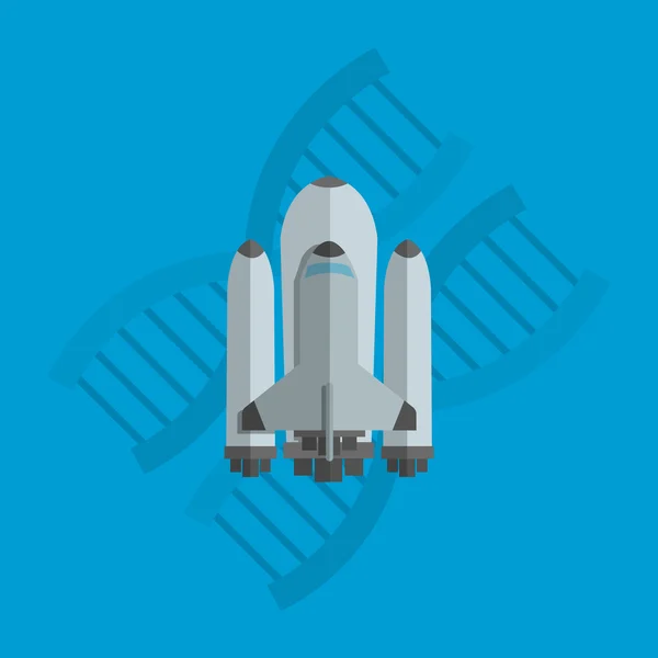 Rocket with science related icons image — Stock Vector