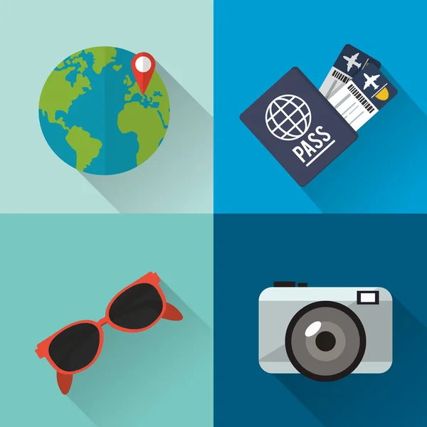 Viajes vacaciones o vacaciones iconos relacionados imagen — Vector de stock
