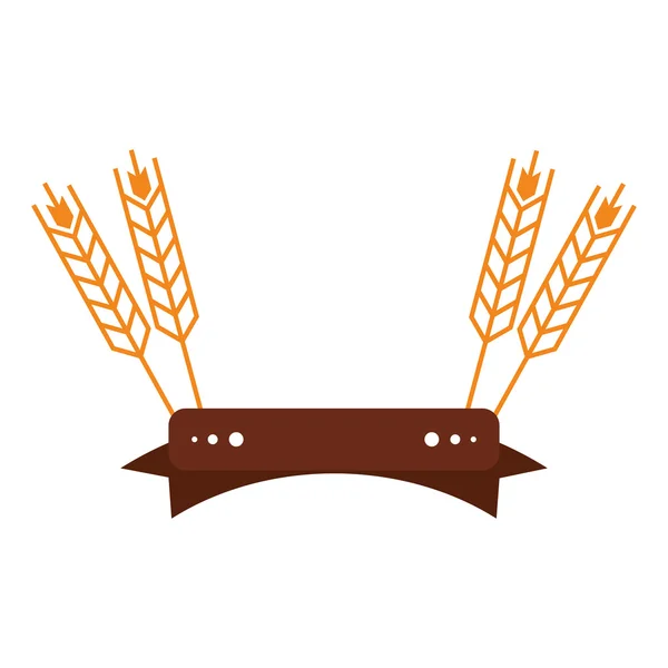 Orelha de trigo isolada com design de fita — Vetor de Stock