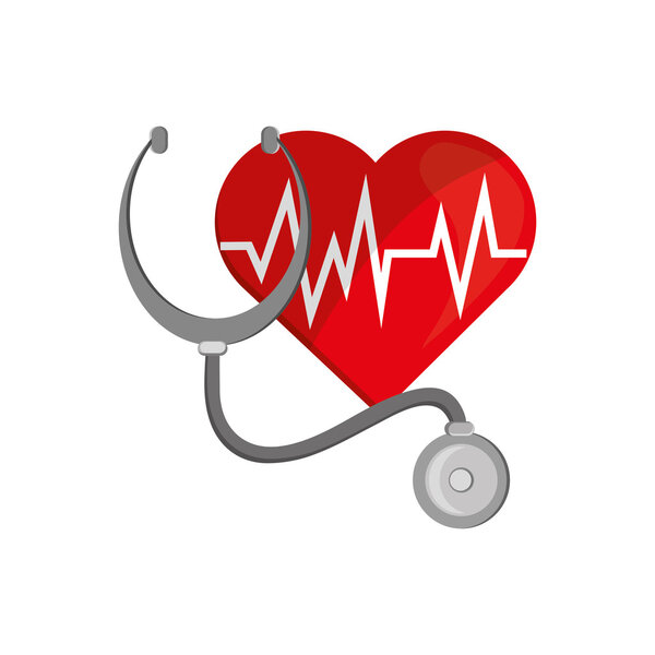 heart cardiogram and stethoscope icon
