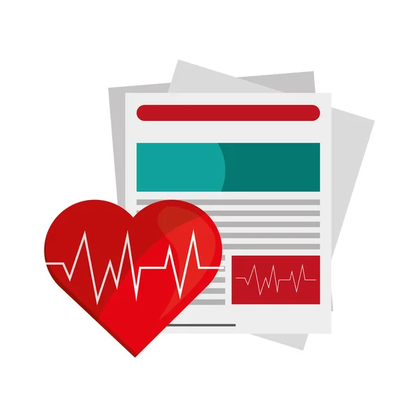 Antécédents médicaux et icône du cardiogramme cardiaque — Image vectorielle