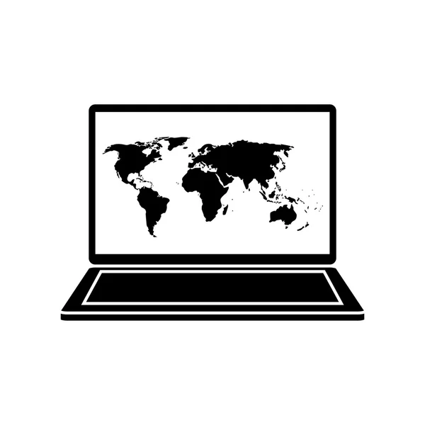 Laptop en wereldwijde communicatie-ontwerp — Stockvector
