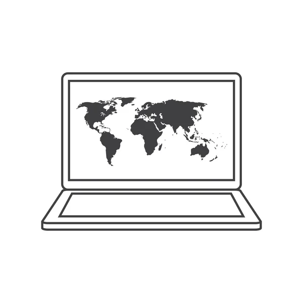 Laptop e design de comunicação global — Vetor de Stock