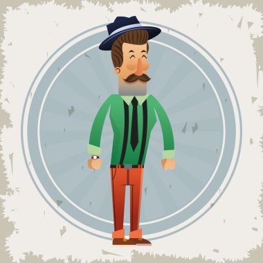 Hipster adam karikatür tasarım