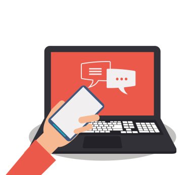Dizüstü akıllı telefon ve kabarcıklar tasarım