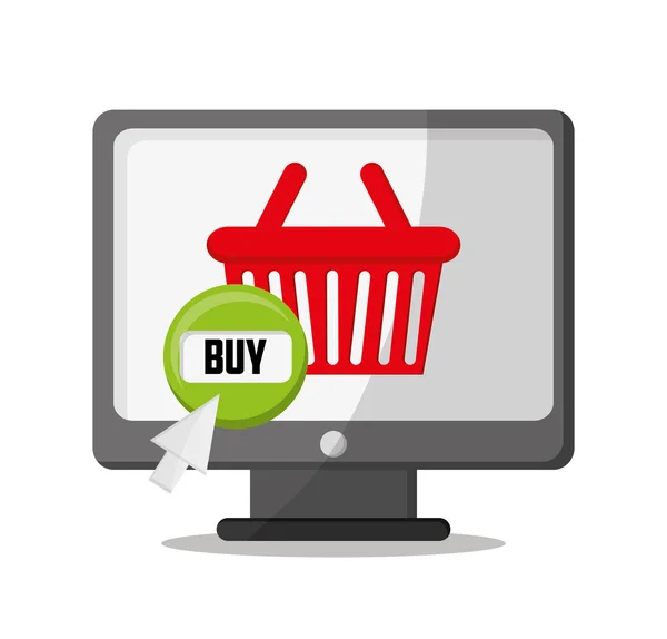 Cesta e compras de design online — Vetor de Stock