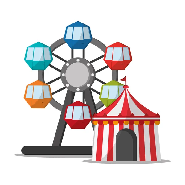 Roda gigante e tenda de design de carnaval —  Vetores de Stock