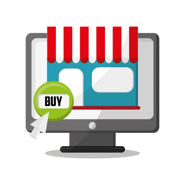Computador e compras online design — Vetor de Stock