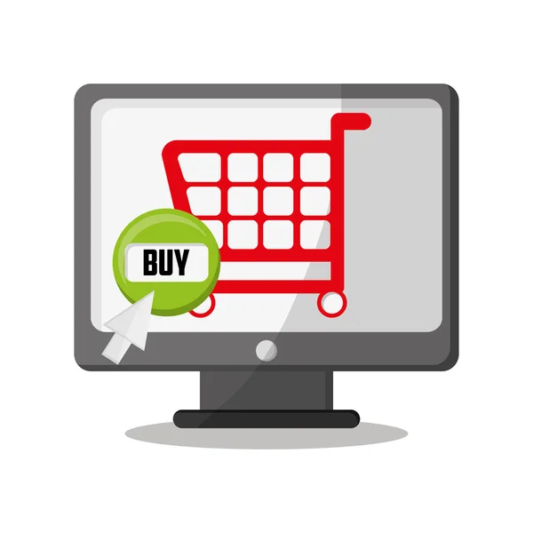 Carrinho de computador e compras online design — Vetor de Stock