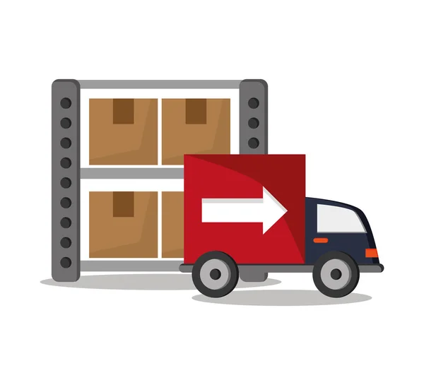 Indústria caminhão pacote e design de entrega — Vetor de Stock